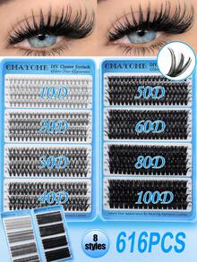 600/616/584pcs False Eyelashes Set, D-Curl Voluminous, Eyelash Extension Kit, 6-In-1 Mixed Style DIY Individual Lashes Set With Lash Glue, Sealant, Tweezers, Brush, Suitable For Eyelash Extension DIY, Beginner Friendly - Multicolor - View 17
