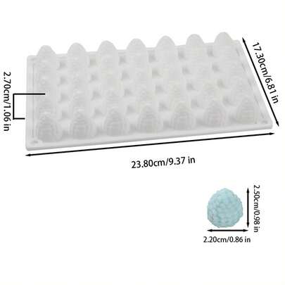 1pc 35-Cavity Silicone Baking Mold - Tray For Chocolate Mousse, Cake Decoration And Dessert Making | Non-Stick & Heat Resistant