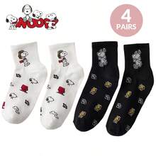 1/2/4/8Pairs Men's And Women's Sports Socks Snoopy Men And Women Creative Cartoon Patterns Fashionable And Versatile Soft And Comfortable Socks