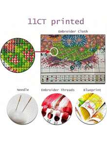 EstiloKit De Punto De Cruz Estampado Para Adultos Principiantes, Kit De Punto De Cruz, FáCil De Hacer Contado, Dimensiones Impresas, Manualidades, Kits De Bordado Para DecoracióN De Pared Del Hogar (11VersióN Mejorada