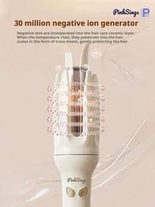 PinkSings 1-klicks automatisk locktång, 28 mm pipa, dubbelriktad automatisk lockning, 4 temperaturlägen, negativ jongenerator, smart timer och sensor, automatisk avstängning, bästa julklappen