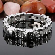 Gothic Stainless Steel Skull Charm Bicycle Motorcycle Chain Bracelet for MenPunk Fashion Vintage Bracelet - como en la foto - Ver 3