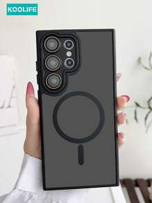 男士 iPhone 手机壳 Koolife 磁性手机壳保护套，带无线充电、防摔、防指纹、全覆盖镜头膜，兼容三星 Galaxy S22/S22plus/S22Ultra/S23/S23plus/S23Ultra/S24/S24plus/S24Ultra - 黑色 - 查看 1