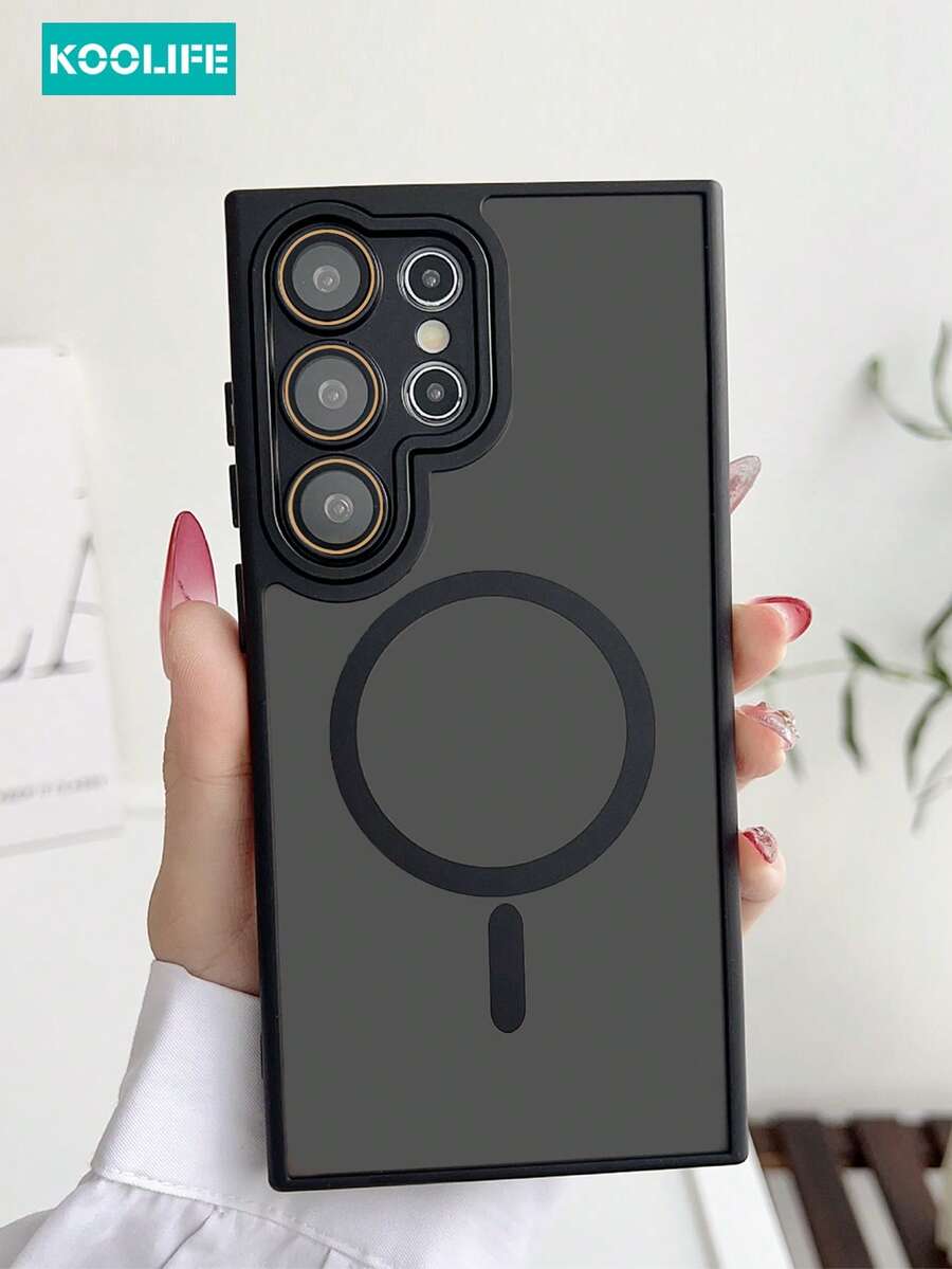 男士 iPhone 手机壳 Koolife 磁性手机壳保护套，带无线充电、防摔、防指纹、全覆盖镜头膜，兼容三星 Galaxy S22/S22plus/S22Ultra/S23/S23plus/S23Ultra/S24/S24plus/S24Ultra - 黑色 - 查看 1