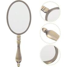 Espejo De Chicas Espejo De Mano para  Espejo con Mango Espejo De Vanidad Espejo Cosmético para Mujer Espejo De Mano para Mujer Familiar Viajar Manejar Espejo Metal - Comosemuestra - Ver 6