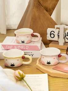 1pc Cute West Highland Terrier Cartoon Ceramic Mug, Adorable Ins Style Creative Large Capacity Household Breakfast Yogurt Cup, Oatmeal Cup, American Coffee, Cold Drink - Perfect Choice, Fun Cup, Birthday Gift - Multicolor - View 6