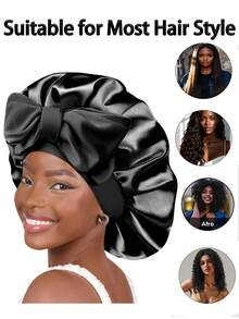 2pcs Satin Silk Sleeping Cap, Thickened With Drawstring, Suitable For Curly Hair And Braided Hairstyles Hair Sleep Cap - Bonnet With Tie - Multi-color - View 8