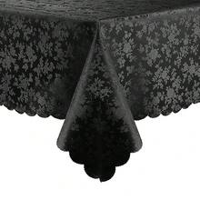 Mantel rectangular Smiry, manteles de vinilo resistentes y impermeables, cubierta de mesa lavable y limpiable para cocina y comedor (Negro, 52" X 70") - Negro, 70 x 52 pulgadas, rectangular - Ver 1