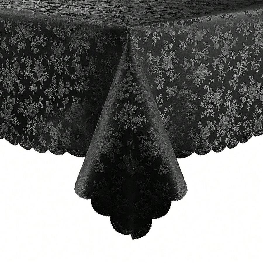Mantel rectangular Smiry, manteles de vinilo resistentes y impermeables, cubierta de mesa lavable y limpiable para cocina y comedor (Negro, 52" X 70") - Negro, 70 x 52 pulgadas, rectangular - Ver 1