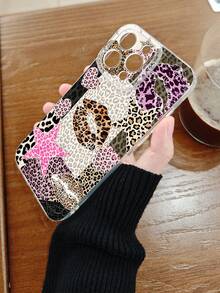 1PC Funda con estampado de leopardo con brillo dorado, estilo moderno y salvaje, diseño animal elegante, funda de TPU transparente, protección completa para lente, compatible con iPhone 17/16/15/14/13/12/11/Pro/ProMax, compatible con Galaxy A54/S24 Ultra/Plus, compatible con Moto/Galaxy/Redmi/Honor/OPPO - G transparente - Ver 4