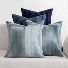 [Free Shipping]MIULEE Summer Throw Pillow Covers 18x18 Inch Set Of 4 Western Neutral Decorative Cushion Covers Soft Boho Farmhouse Modern Coastal Home Decor For Couch Bed Sofa Living Room Dark Blue Navy Series - 深藍色,18英寸x18英寸,4件裝 - 查看 1