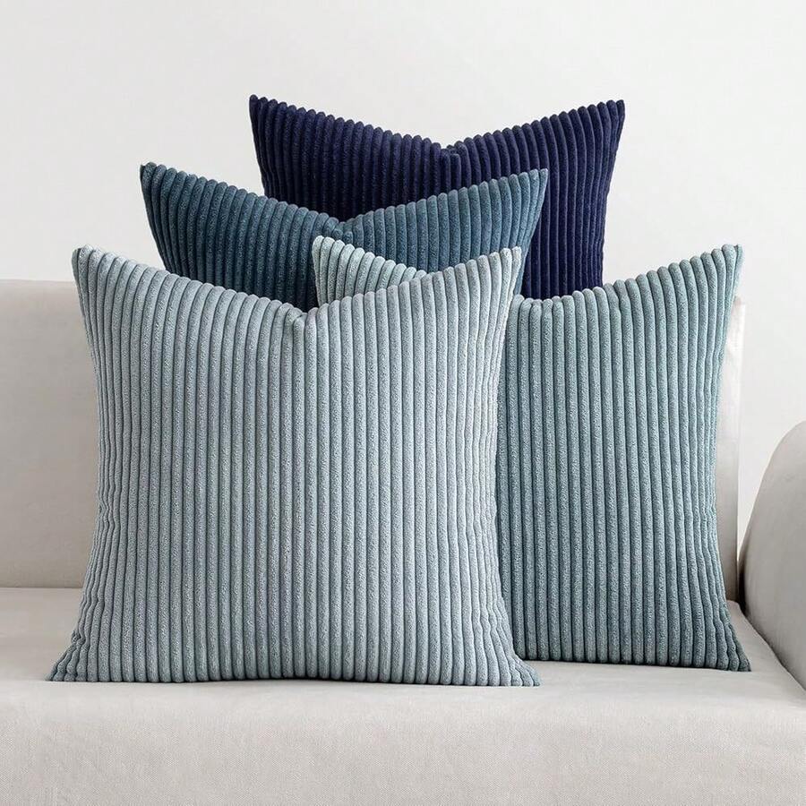 [Free Shipping]MIULEE Summer Throw Pillow Covers 18x18 Inch Set Of 4 Western Neutral Decorative Cushion Covers Soft Boho Farmhouse Modern Coastal Home Decor For Couch Bed Sofa Living Room Dark Blue Navy Series - 深藍色,18英寸x18英寸,4件裝 - 查看 1