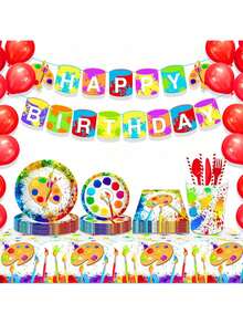 Estilo2Pcs Manteles de Fiesta de Arte Suministros para Fiestas de Cumpleaños Manchas Vibrantes de Pintura de Acuarela Salpicaduras Pinceladas Cubierta de Mesa Líquida Ideal para Cumpleaños de Arte/Fiesta de Pintura, 54 x 87 Pulgadas Versión Mejorada - 1 - Ver 4