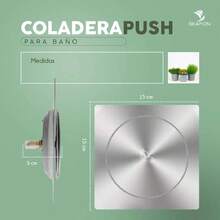 Coladera Push para Drenaje de Baño – Acero Inoxidable 15x15 cm, Antiolores y Antibloqueo, Rejilla de Desagüe con Tapa de Presión a Pie, Resistente y Fácil de Limpiar (Plateada),37268791 - Multicolor - Ver 6