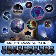 1套USB LED星空投影灯，10/6/3种图案可选，LED投影灯，可投影星空和太阳系，USB接口，USB电脑装饰配件 - 黑色 - 查看 5