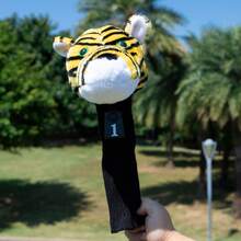 1pc Cute Tiger Head Plush Golf Club Head Cover, Unisex Golf Shaft Protector - Multicolor - View 7