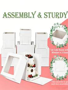 1pc Multiple Sizes Of White Bread Box With Window, Cupcake Box, Cookie Box, Miniature Pastry Box For Birthday Party Cake Packaging, Wedding Dessert Table Storage,Homemade Cake Gift Wrapping, Or Celebration Pastry Transportation - Multicolor - View 6