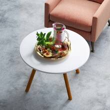 Dining Table With Solid Wood Leg Waterproof  60cm Round Shape Leisure Coffee Table - White - View 6