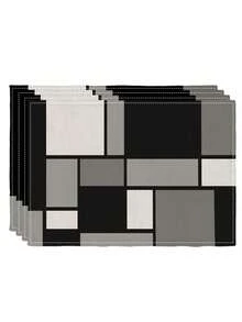 4pcs Black & White Plaid Linen Table Placemats - Heat Resistant, Hand Wash Only, Suitable For Kitchen And Dining Room Decor - Black and White - View 7