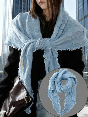 1 st enfärgad damsjal i vardagsstil, varm och vindtät sjal, minimalistisk design, lämplig för pendling och mångsidig användning, höst/vinter