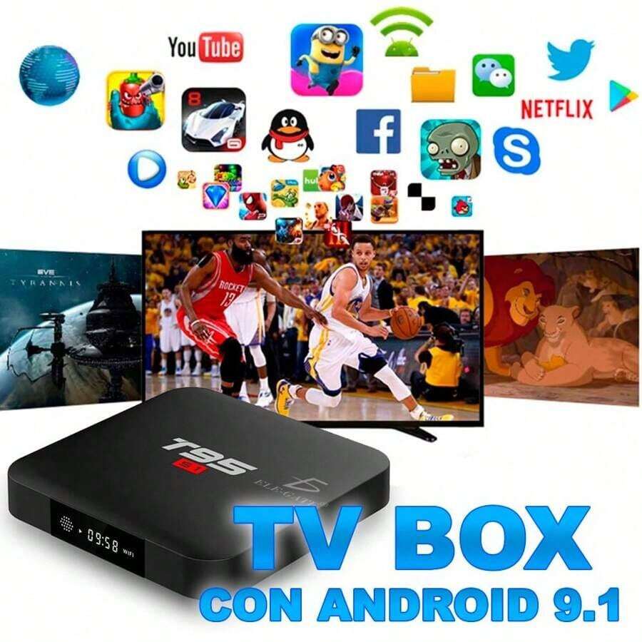 Android TV Box 4K Ultra HD WiFi Doble Banda con Android 11 2GB RAM 16GB ROM Control Remoto Inalámbrico para Televisor Inteligente Streaming - Negro - Ver 1