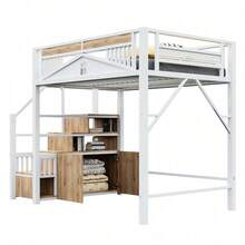 Kids Bed Frames, Headboards & Footboards - White + Metal & Wood + 140cm*200cm-2 - View 7