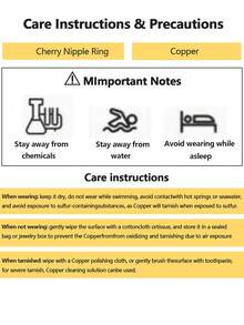 2 piezas de anillos de pezón de acero inoxidable con zirconia de cobre en forma de cereza, joyería sexy para perforación adecuada para uso diario - Multicolor - Ver 7