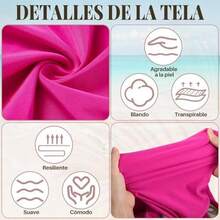 AUTOWT Trajes de Baño de una Pieza para Mujer, Trajes Baño Control Abdomen con Bloques Color Neón, Cuello en V Profundo para Nadar Surf Buceo Natación y Vacaciones en la Playa - Fucsia-M - Ver 5