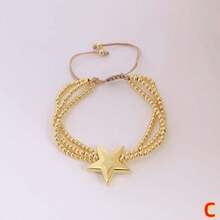 1pc Gold Silver Color Round Ball Beads Braided Bracelet, Star Heart Cross Shape Bead Bracelet Handmade Jewelry - Charm Bracelet - View 13