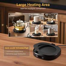 Calentador de tazas de café y lindo juego de tazas de gato, calentador de tazas de bebidas para computadora, oficina en casa con 4 ajustes de temperatura de hasta 165 ° f/75 ° F, calentador de café para - 1 - Ver 3