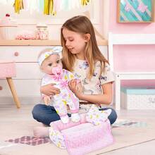 12-Inch Doll Doll, Suitable For 3+ Years Old, Pretend Play Party, Fashion Doll Outfit, Holiday Gift (Includes Doll + Clothes + Headband + Pacifier + Eye Mask + Slippers + Pillow + Blanket + Sleeping Basket) - Multicolor - View 3