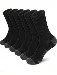 5/10 Pairs Black, White, Grey 3-Color Popular Plus Size Men's Basketball Sports Crew Socks, Work Socks - Multicolor - View 3