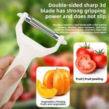 4-In-1 Multifunctional Kitchen Potato Julienne Slicer, Stainless Steel Vegetable Shredder, Carrot Slicer Tool - Double-headed Peeler for Peeling and Shredding (1 Set) - View 3