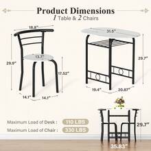 Flamaker Furmax 3 Piece Wood Round Table & Chair Set For Dining Room Kitchen Bar Breakfast, With Wine Storage Rack, Space Saving - 黑與白 - 查看 6