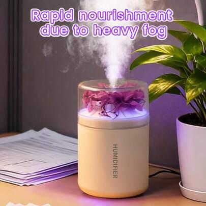 6.09oz Portable Humidifier, Air Purifier, 7 Color Changing Lights, Suitable For Car, Home, Bedroom, Personal Humidifier, Car Humidifier, Bedroom Humidifier, Compact Humidifier, Portable Humidifier, Holiday Gift - Eternal Flower Mist Diffuser