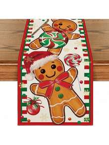 EstiloArtoid Mode - Camino de Mesa Navideño con Diseño de Bastones de Jengibre y Caramelo para Decoración de Invierno en Comedor, Hogar y Fiestas, 13 x 72 PulgadasVersión mejorada - Rojo/Negro - Ver 1