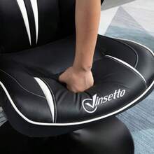 Vinsetto Gaming Chair, Ergonomic Office Chair With Rocking Function, Swivel, Height Adjustable, Steel, Black And White, 67 X 75 X 106-112 Cm - Black - View 8