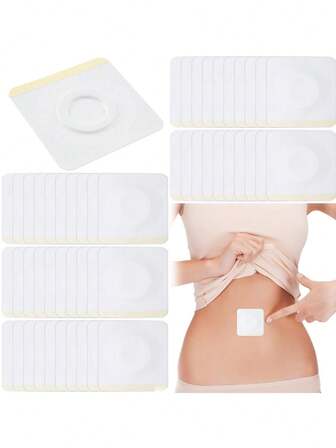 50 parches desechables de aceite de ricino, parches de ombligo altamente absorbentes, parches de aceite de ricino autoadhesivos, fundas de algodón orgánico (blanco)