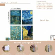 4pcs/Set Vintage Wall Art Posters, Vincent Van Gogh Canvas Wall Decor - Starry Night, Cafe Terrace, Floral, Retro Landscape Paintings, Suitable For Indoor And Outdoor Decoration, Portrait, Canvas Ink Printing, With Or Without Frame, Room Decor, Home Decor, College Dorm Apartment Decor, Hotel & Home Wall Decor Gift, Ideal Housewarming Gift, Suitable For Living Room, Bedroom, Bathroom And Office. - Multicolor - View 13