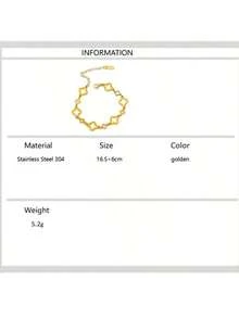 18K Gold Plated Stainless Steel Four-Leaf Clover Textured Bracelet Set, Luxury Fashion Style, Suitable For Women's Daily Wear Or Holiday Gifts - Gold - View 7