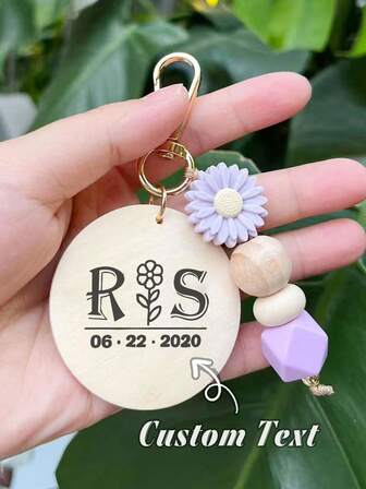 1 pieza Llavero de madera personalizado - Regalo de cumpleaños de 3er aniversario para él o ella.