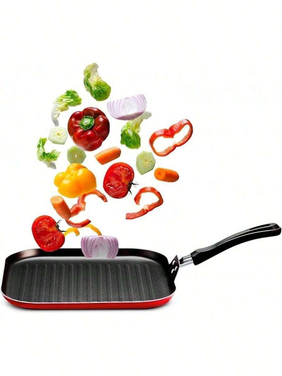 Frying Pan - Red Ribbed Fabric, 28x28 cm - View 1