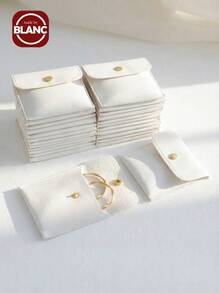 2/10/20pcs White Silver Pink Black Faux Leather Jewelry Pouches With Snap Closure Jewelry Storage Bag - Luxurious Gift Bags For Earrings, Necklaces, Bracelets, And Rings - Perfect For Storage & Pieceaging ﻿