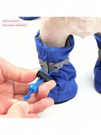 4双/套小型犬防水鞋 - 速干、低吸水性、保护宠物爪子、保持干爽，圣诞礼物