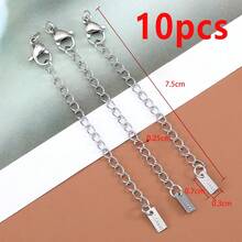 10pcs Stainless Steel Extension Chain Engraved Lobster Clasp Set, Suitable For DIY Jewelry Making Bracelets, Necklaces, Anklets, Chain Extender - Extended Chain With Lobster Clasp - View 18