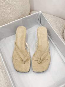 Women's Fashion High Heel Sandals, Round Toe Thin Kitten Heel Slip-On Sandals, Spring/Summer 2026 New Arrival - Beige - View 3