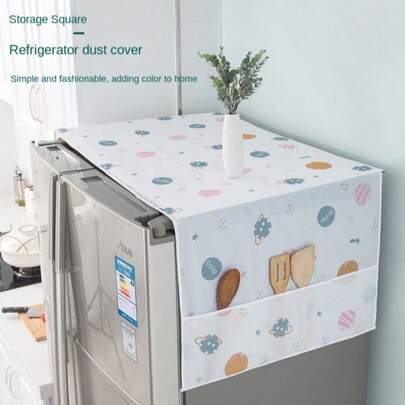 Cubierta antipolvo multifuncional para refrigerador con bolsillo de almacenamiento - se ajusta a refrigeradores de una o dos puertas, evita que entre el polvo y los residuos