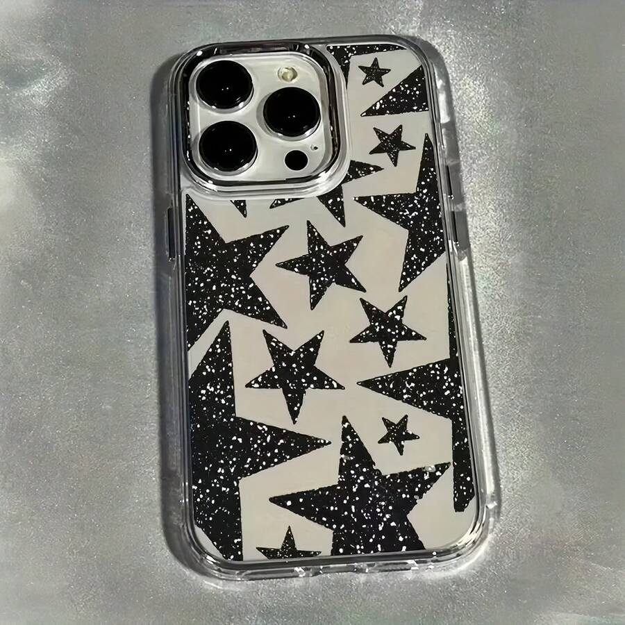 1个金属透明手机壳，带水钻星形图案，IMD 活力手机壳，兼容 16 Pro Max、17/16/15/14 Plus、13/12/11、Air