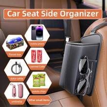 1pc Leather Car Storage Bag With Adhesive Phone Holder