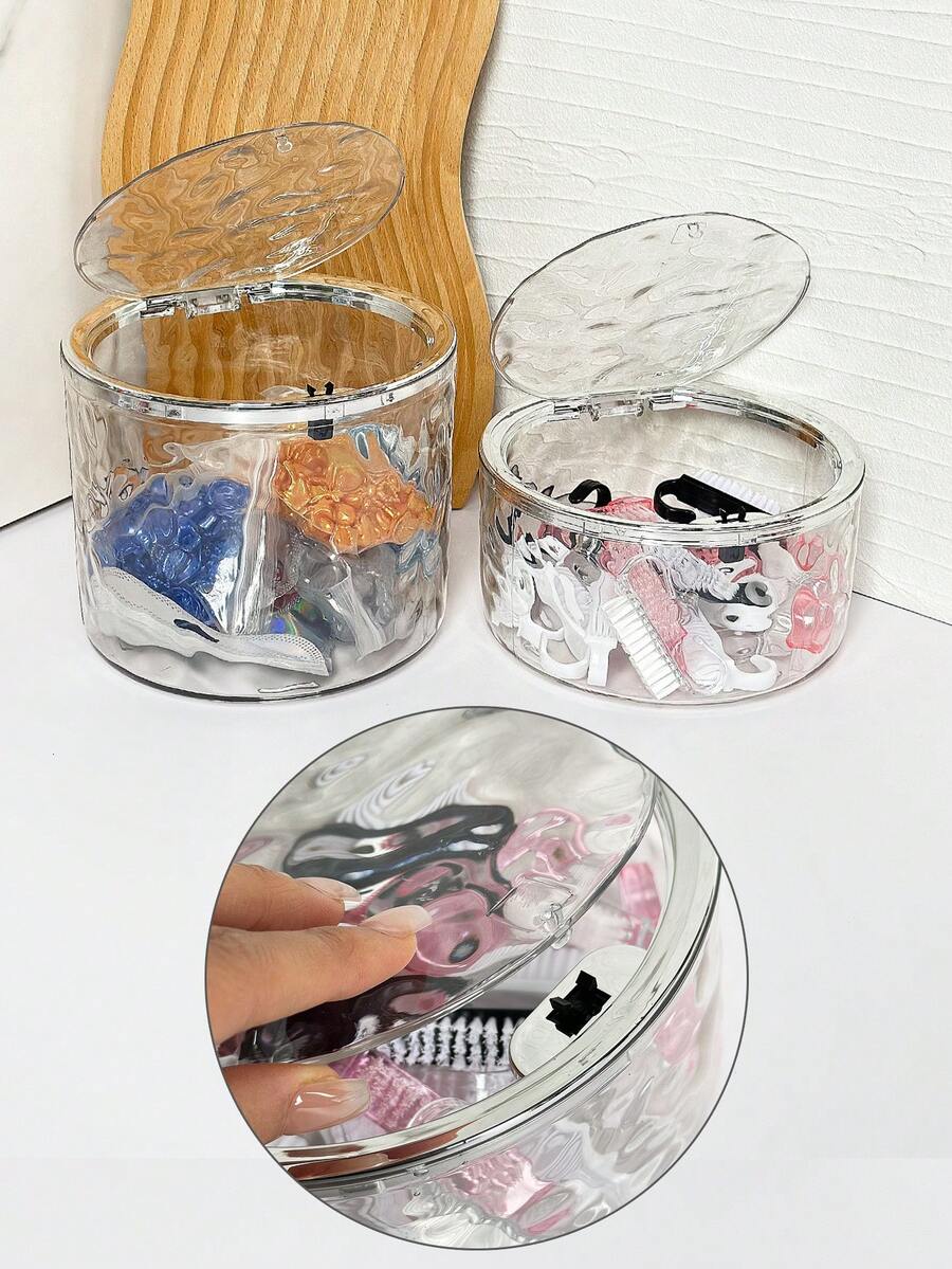 Hộp đựng dụng cụ làm móng nghệ thuật dung tích lớn, hộp hình trụ có nắp đậy kín, trong suốt, dùng để đựng dụng cụ làm móng và các vật dụng khác. - Trong sáng - Xem 1